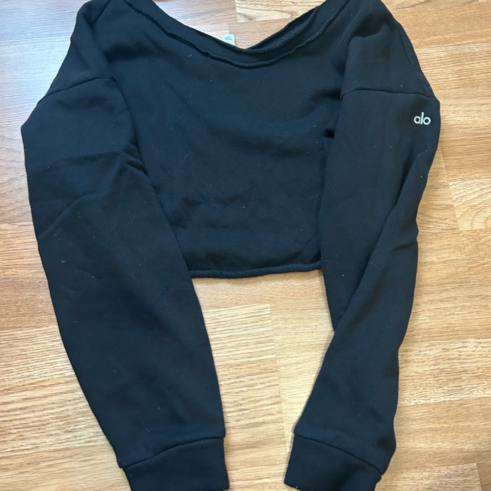 ALO Yoga Black Cropped Sweatshirt